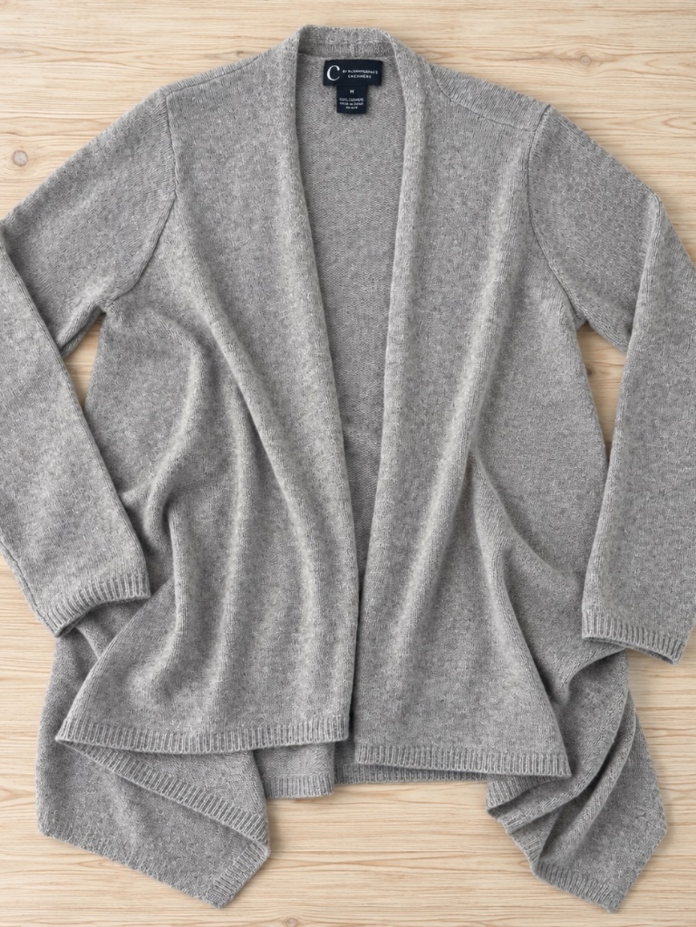C by Bloomingdale’s Cashmere Waterfall Cardigan Mushroom Brown Medium